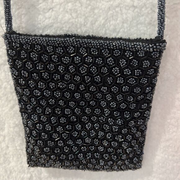 Vintage Art Deco Black Beaded Evening Bag Retroglam Purse UK PAT 1510246 Fancy - Picture 16 of 16